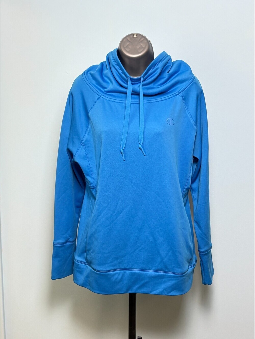 Champion Powertrain Duofold Warm CTRL Hoodie Sweatshirt Womens L Cowl Neck Blue